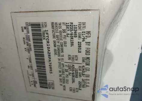 1994 Ford Ranger из США, поврежденный, VIN 1FTCR10A2RPA70993